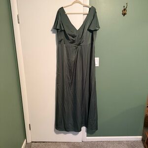 AZAZIE SOREN STRETCH SATIN EUCALYPTUS BRIDESMAID DRESS